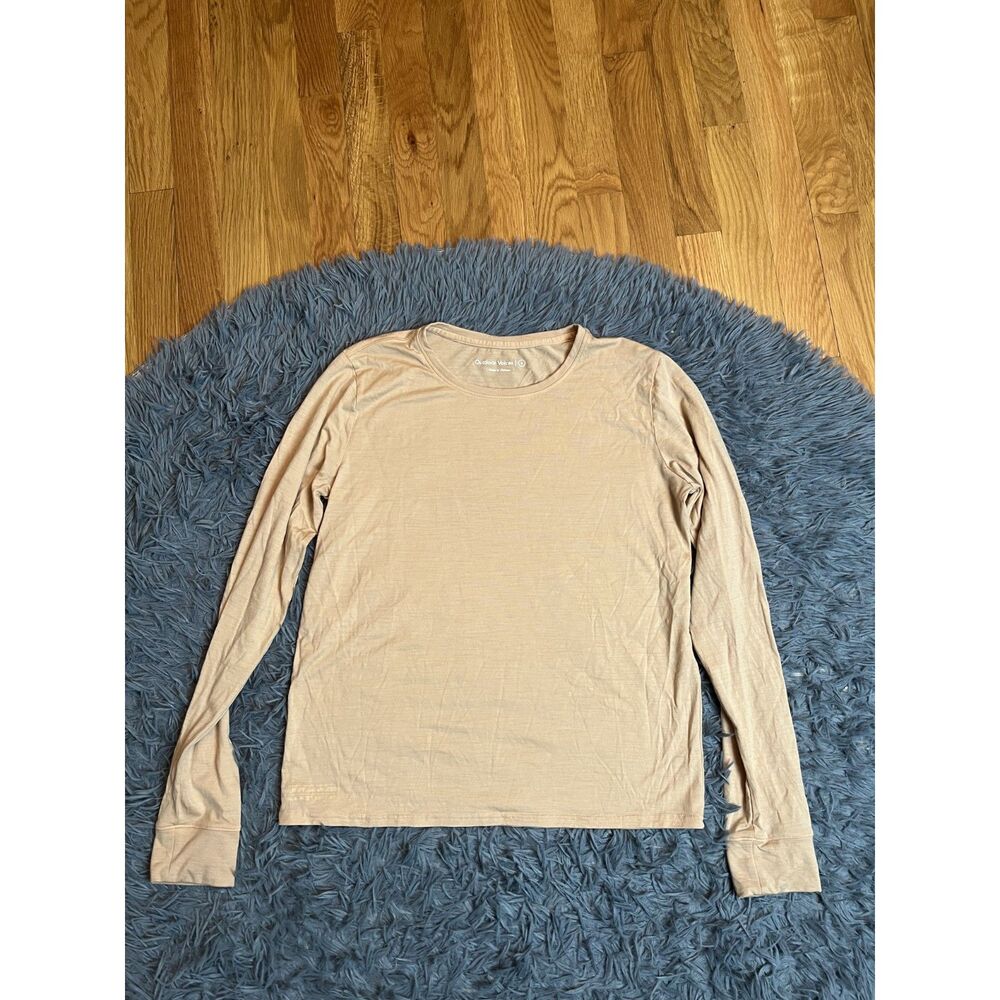 Outdoor Voices Beige Crew Neck Long Sleeve Nerino Base Layer Top Size S